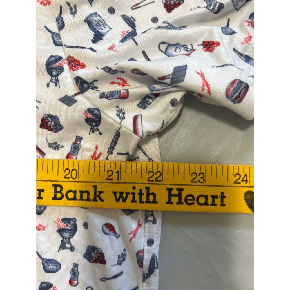 Burlebo Mens Performance Polo Shirt Large White BBQ Grill Print UPF 50 NWT - Picture 10 of 12